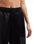 New Look satin wide leg trouser in black