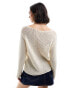 Фото #3 товара Mango oversized open weave jumper in white