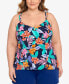 Swim Solutions Plus Printed Double-Strap Princess Tankini Top Multi Size 22W