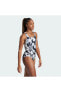 Фото #3 товара Плавательный купальник Adidas с графическим узором 3 полоски, V-образный вырез для женщин