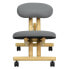 Mobile Wooden Ergonomic Kneeling Chair In Gray Fabric