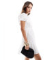 & Other Stories floral broderie embroidered milkmaid mini dress with tiered hem in white