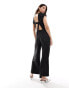 ASOS DESIGN v neck pinstripe jumpsuit with wide leg