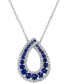 Фото #1 товара Macy's lab-Created Sapphire (1-1/2 ct. t.w.) & Cubic Zirconia Teardrop 18" Pendant Necklace in Sterling Silver