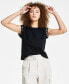 Petite Crewneck Grommet-Trim-Sleeve Top, Created for Macy's