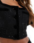 Фото #4 товара Kaiia boucle button through pocket detail crop top co-ord in black