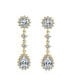 Bridal Statement Teardrop Pave Crown Halo Cubic Zirconia AAA CZ Dangle Chandelier Clip On Earrings For Women More Colors