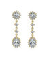 ფოტო #3 პროდუქტის Bridal Statement Teardrop Pave Crown Halo Cubic Zirconia AAA CZ Dangle Chandelier Clip On Earrings For Women More Colors