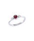 ფოტო #1 პროდუქტის Round Ruby Gemstone Round Natural Diamond 14K White Gold Birthstone Ring