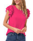 Women's Ruffled Flutter-Sleeve Short Sleeve Knit Top