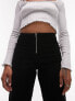 Фото #3 товара Topshop Petite mini cord zip front slim flare in black