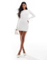 Фото #3 товара The Frolic knitted open tie back mini jumper dress in cream