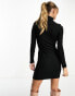 Miss Selfridge roll neck mini dress in black