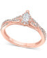 Фото #2 товара Diamond Pear Twist Engagement Ring (1/2 ct. t.w.) in 14k White, Yellow or Rose Gold