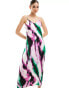 Фото #2 товара Vila satin maxi cami dress in purple and green zebra