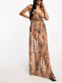 Miss Selfridge beach patchwork leopard frill cut out maxi dress