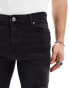 Фото #5 товара ASOS DESIGN skinny jeans in black with knee rips and zip detail