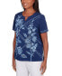 ფოტო #3 პროდუქტის Petite Blue Bayou Embroidered Keyhole Top