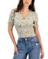 ფოტო #1 პროდუქტის Juniors' V-Neck Smocked Top