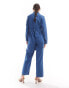 Nobody's Child Penrith wrap denim jumpsuit in blue BLAU, 40 - фото #3