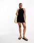 Фото #4 товара Pull&Bear textured ruched side mini dress in black