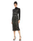 Women's Embellished Mock Neck Long Sleeve Dress