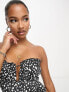 Фото #5 товара ASOS DESIGN Petite bandeau frill swimsuit in mono spot print