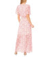 Фото #2 товара Women's Ditsy Floral Smocked-Waist Flutter-Sleeve Maxi Dress