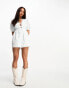 Miss Selfridge cotton plunge playsuit in ivory with floral embroidery