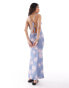 Фото #1 товара ASOS DESIGN scoop neck high apex slinky midi dress with open tie back in smudge print