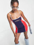 Фото #3 товара Jaded London strappy bodycon dress with sporty contrast detail in navy and red