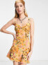 Фото #1 товара Topshop jersey twist front in large floral mesh mini dress in multi
