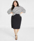 Фото #1 товара Plus Size Double-Weave Pencil Skirt, Created for Macy's