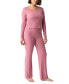 ფოტო #1 პროდუქტის Women's Ribbed High-Rise Pajama Pants