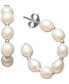 ფოტო #1 პროდუქტის Cultured Freshwater Baroque Pearl (5- 5-1/2mm) & Polished Bead Small Hoop Earrings in Sterling Silver (Also available in White & Pink Pearls)