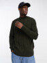 Barbour Essential cable knit crewneck jumper in dark olive