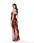 Фото #4 товара ASOS DESIGN mesh sheer cami maxi dress with body in rose print