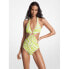 Фото #2 товара Michael Kors LIME Printed O-Ring Cutout One-Piece Swimsuit size 14 306496