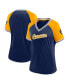 ფოტო #1 პროდუქტის Women's Navy Milwaukee Brewers Glitz & Glam League Diva Raglan V-Neck T-shirt