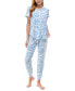 ფოტო #2 პროდუქტის Printed Short Sleeve Top & Jogger Pajama Set