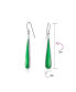 Simplistic Fashion Green Natural Agate Inlay Long Flat Teardrop Shaped Dangle Earrings For Women Sterling Silver Fish Hook Wire Threader