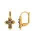 ფოტო #1 პროდუქტის 14K Gold-Dipped Hematite Color Petite Cross Earrings