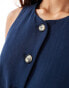 ASOS DESIGN high neck linen blend waistcoat in navy