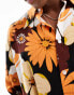 Фото #2 товара ASOS DESIGN relaxed shirt with 70s collar in orange and brown floral print