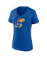 ფოტო #3 პროდუქტის Women's Royal Kansas Jayhawks Evergreen Logo V-Neck T-shirt