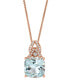 ფოტო #1 პროდუქტის Aquamarine (3-1/2 ct. t.w.) & Diamond (1/8 ct. t.w.) 18" Pendant Necklace in 14k Rose Gold