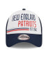 Men's White/Navy New England Patriots Stacked A-Frame Trucker 9FORTY Adjustable Hat