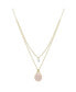 ფოტო #1 პროდუქტის 14Kt Gold Flash Plated Cubic Zirconia Pink Enamel Heart Layered Pendant Necklace