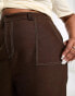 Heartbreak Plus wide leg cargo trousers in chocolate brown