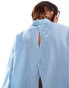 Vero Moda oversized shirt with double button open back detail in light blue